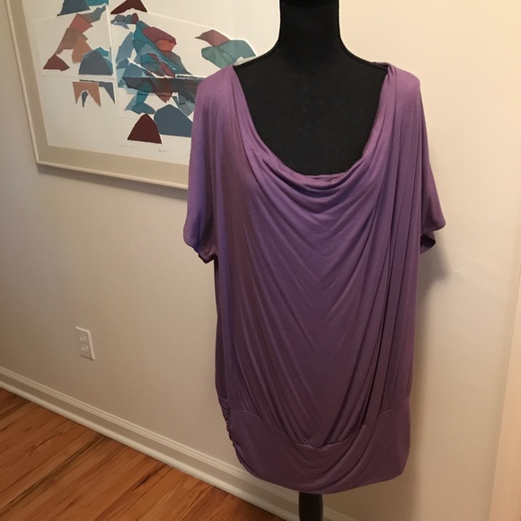Storm Plus Size 2X Ruched Hemline Tunic Collarless Cowl Neckline - Picture 3 of 7